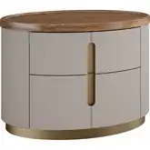 Ambra Nightstand in Light Grey, Walnut & Brushed Bronze (Set of 2)
